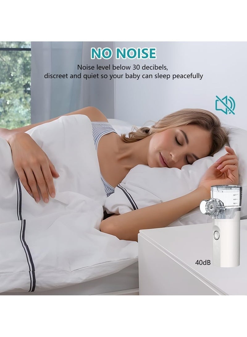 Ayshal New Mini Nebulizer Machine for Adults & Kids, Upgrade Portable Nebuliser USB Rechargeable Handheld Nebuliser with 2 Mask, 2 Adjustable Atomization Steam Inhaler for Home, Reusable, Silent and Ultrasonic Micro-grid Electronic Atomizer - Image 4